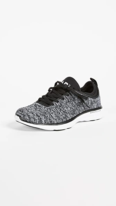 Apl Athletic Propulsion Labs Techloom Phantom Knit Mesh Sneakers In Black/ White/ Melange