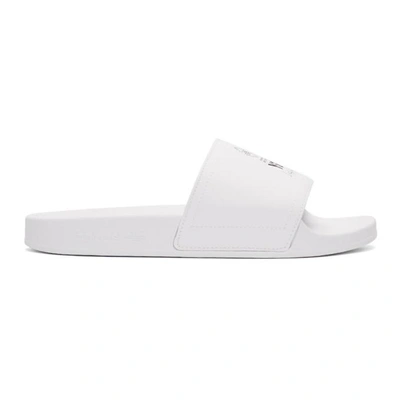 Y-3 White Leather Adilette Slides