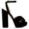 CHARLOTTE OLYMPIA Black Velvet Diana Platform Sandals,E005661 VEL