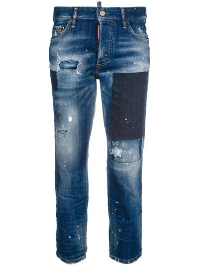 Dsquared2 Boyfriend Cropped Jeans In Blue