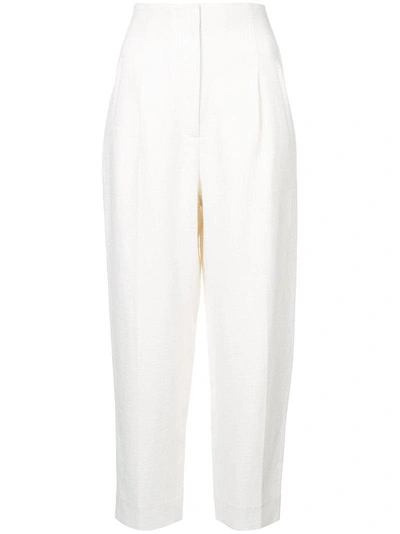 Rosetta Getty Hopsack High-rise Cropped Trousers In White