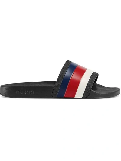 Gucci Web Slide Sandals In Black