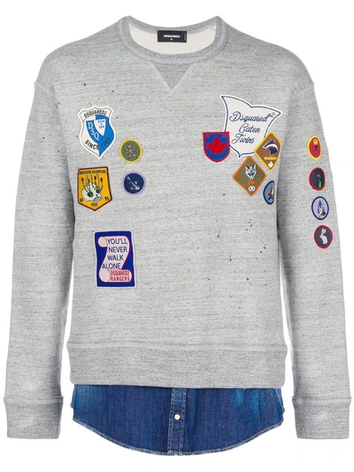 Dsquared2 Embroidered Badge Sweatshirt In Grey