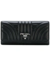 Prada Quilted Continental Wallet In Black