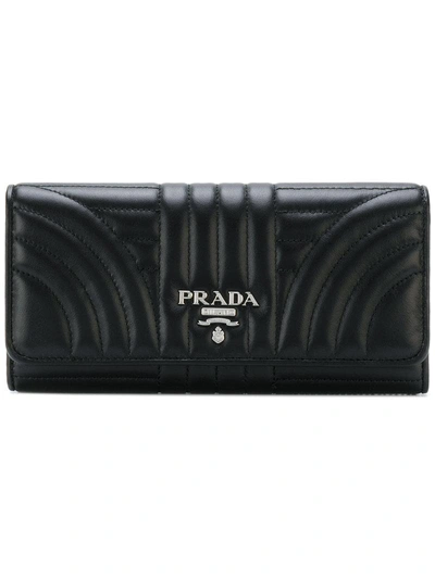 Prada Quilted Continental Wallet In Black