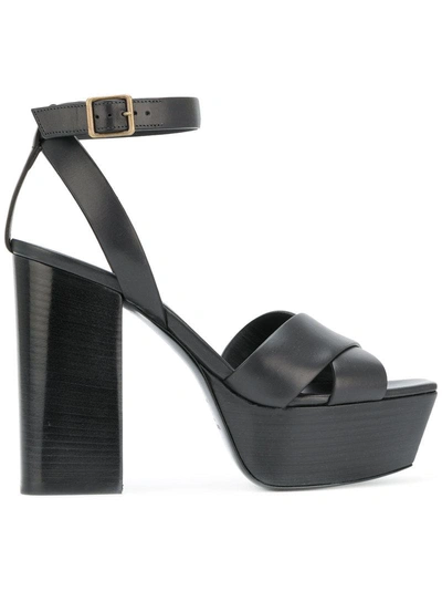 Saint Laurent Farrah 80 Criss-cross Sandals In Black
