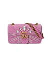 Gucci Marmont Crystal-embellished Velvet Clutch In Pink