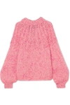 GANNI JULLIARD BOW-EMBELLISHED MOHAIR AND WOOL-BLEND SWEATER