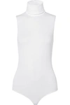 Wolford Stretch Modal-blend Turtleneck Thong Bodysuit In White