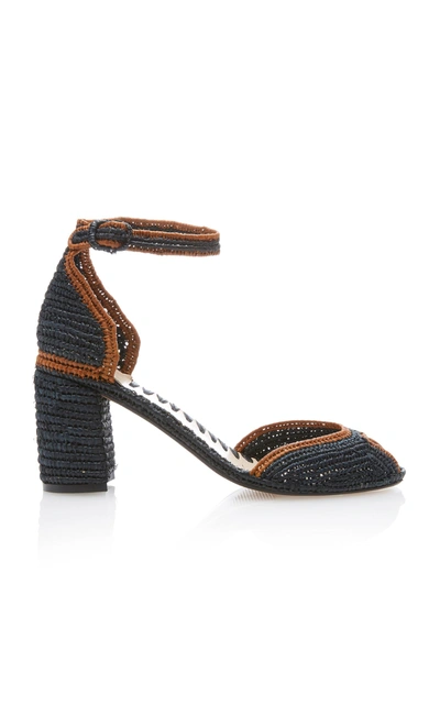 Carrie Forbes Laila Raffia Sandals In Navy