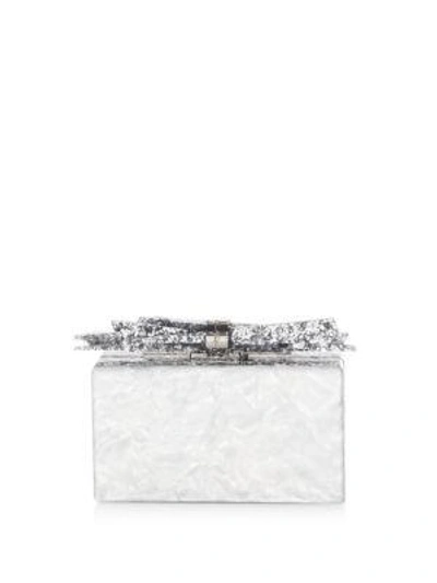 Edie Parker Wolf Acrylic Shard Clutch Bag In White