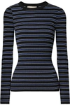 MICHAEL KORS STRIPED RIBBED-KNIT SWEATER