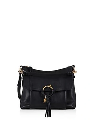 See By Chloé See By Chloe Joan Large Leather And Suede Shoulder Bag In Black/gold