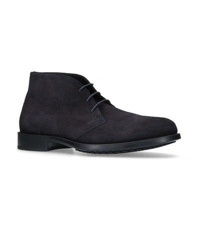 Kurt Geiger Balfour Lace-up Suede Desert Boots In Navy