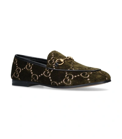 Gucci Velvet Gg Jordaan Loafers In Green