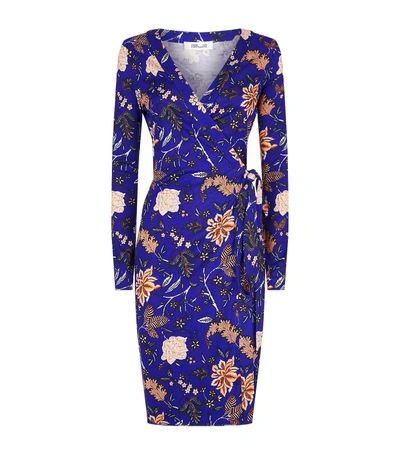 Diane Von Furstenberg Silk Floral Wrap Dress In Blue