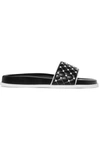 Valentino Rockstud Quilted-leather Slides In Black