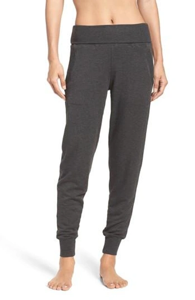 Beyond Yoga Cozy Fleece Fold-over Jogger Sweatpants In Charcoal Heather Grey