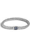 John Hardy Classic Chain Sterling Silver Lava Small Bracelet With Blue Sapphire In Silver-tone