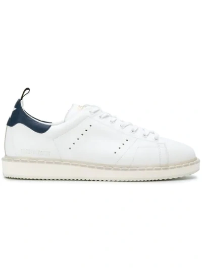 Golden Goose White Leather Starter Trainers In White Royal