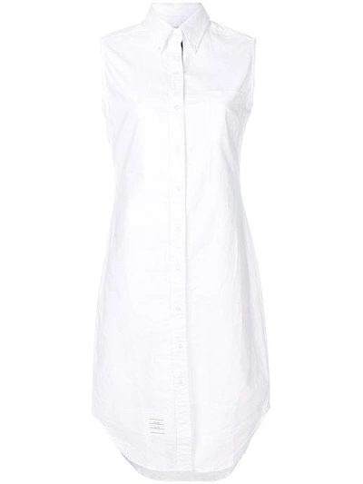 Thom Browne Sleeveless Pointed Collar Shirt In White