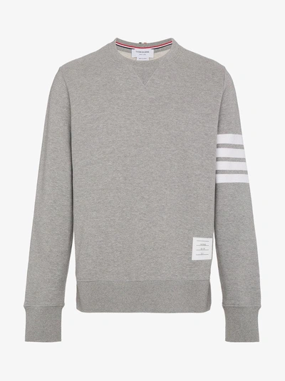 THOM BROWNE GREY 4-BAR STRIPE COTTON SWEATSHIRT,MJT021H0053512477636