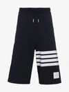 Thom Browne Pantaloncini Da Allenamento A 4 Barre In Blue