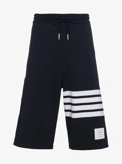 THOM BROWNE BLUE ENGINEERED 4-BAR STRIPE JERSEY TRACK SHORTS,MJQ012H0053512477639