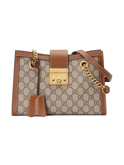 Gucci Padlock Gg Supreme Canvas Shoulder Bag In Beige