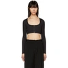 ALEXANDER WANG T ALEXANDERWANG.T BLACK LONG SLEEVE STRETCH RIB CROP T-SHIRT,4C481077D8