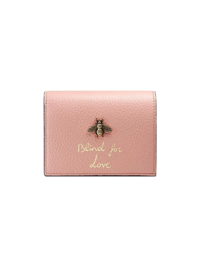 Gucci Animalier Card Case Wallet In Pink