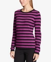 DKNY SEQUINED STRIPED SWEATER