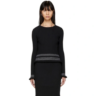 Altuzarra Malou Ruffled-cuff Ribbed-knit Sweater In Black