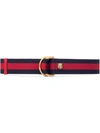 Gucci Web Belt With D-ring In Blue, Red