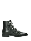 GIVENCHY ELEGANT FLAT BLACK LEATHER ANKLE BOOTS,BE08143004
