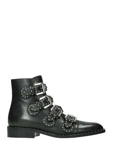 Givenchy Elegant Flat Black Leather Ankle Boots