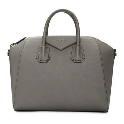 Givenchy 'small Antigona' Sugar Leather Satchel - Grey In 051 Pe Grey