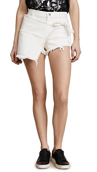 Sandy Liang Perry Distressed Mini Skort In Coconuts