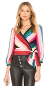 Alice And Olivia Dyanna Wrap Front Blouson Top In Red