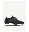 BALENCIAGA RACE RUNNERS MESH, LEATHER AND KNITTED LOW-TOP TRAINERS,90238703