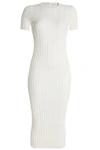 HELMUT LANG WOMAN RIBBED-KNIT MIDI DRESS IVORY,US 4772211931121076