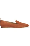 ATP ATELIER WOMAN GRETA LEATHER-TRIMMED SUEDE POINT-TOE FLATS BRICK,US 1071994537230608
