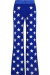 GARETH PUGH WOMAN EMBROIDERED WOOL-BLEND FLARED PANTS ROYAL BLUE,US 110842751687538