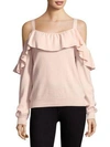 JOIE Delbin Ruffle Off-The-Shoulder Cashmere Sweater