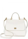 Dolce & Gabbana Women's Large Sicily Leather Top Handle Bag In White