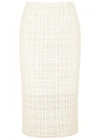 ROLAND MOURET RYEHILL IVORY WOVEN PENCIL SKIRT