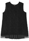 ADAM LIPPES BLACK PLEATED-BACK LACE TOP