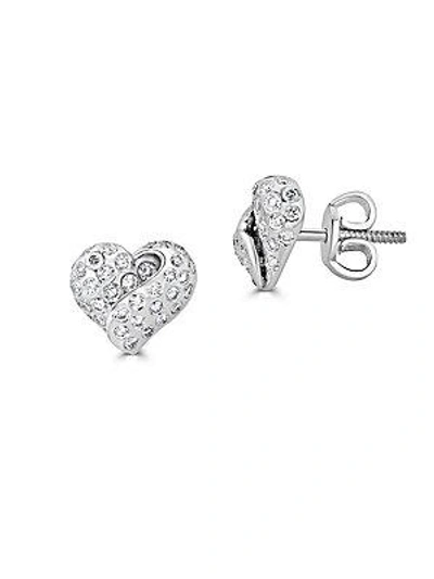 Saks Fifth Avenue Diamond And 14k White Gold Heart Friction Earrings