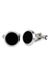 Montblanc Iconic Stainless Steel Black Onyx Cufflinks 112896 In Stainless Steel