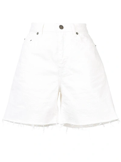 Saint Laurent White Baggy Frayed Shorts